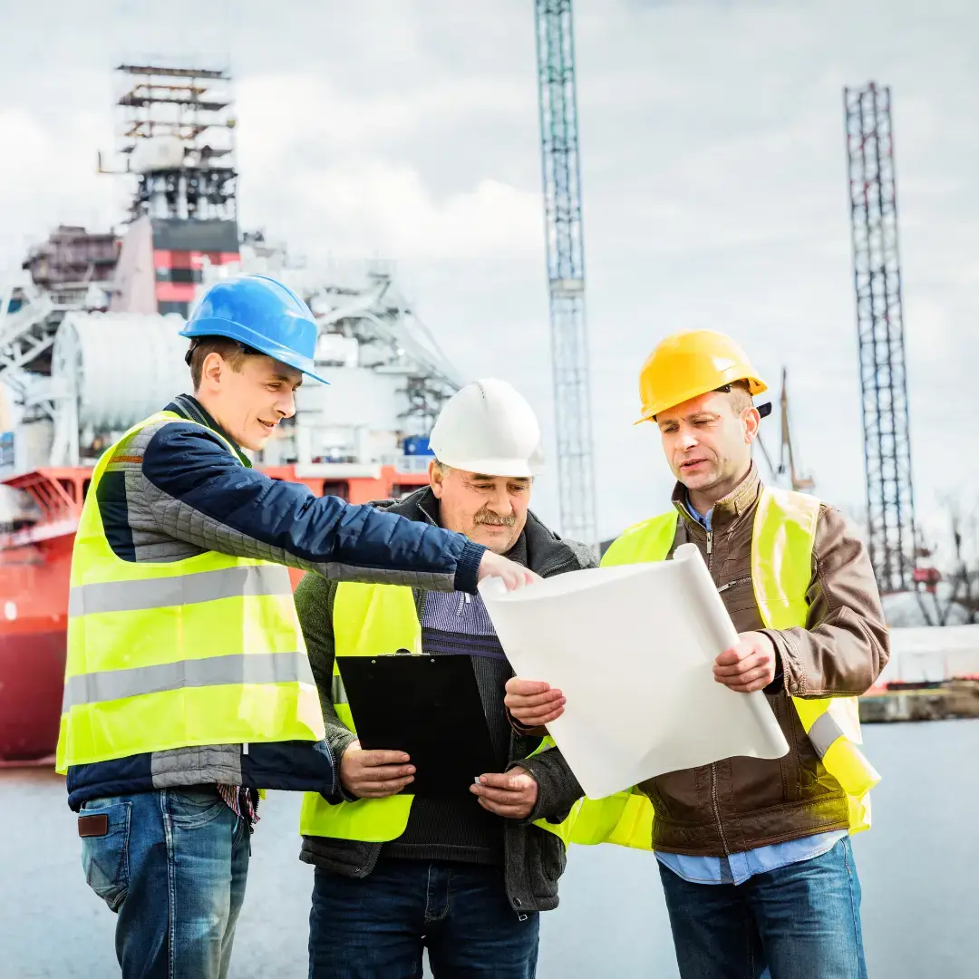 Arquitecto revisando planos en obra